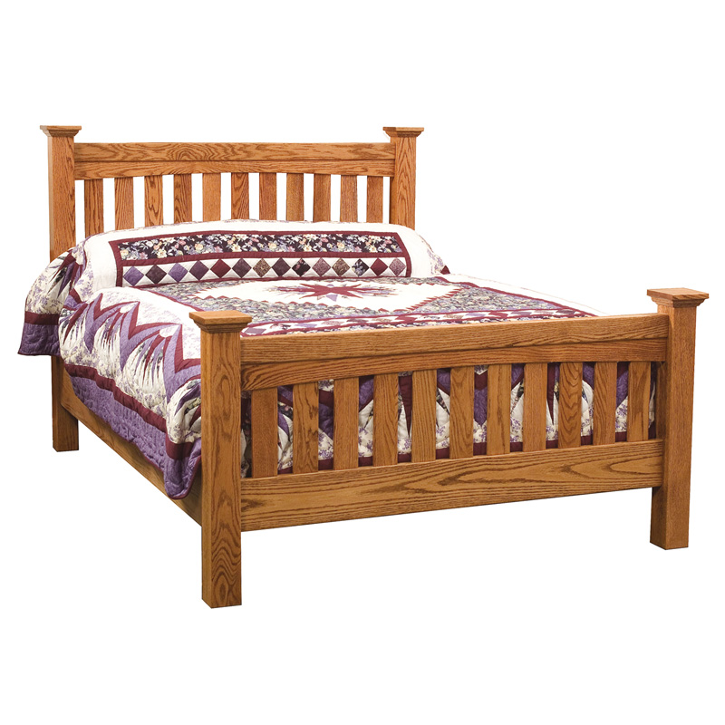 Slat Mission Bed Queen E&S-ESM-Q Furniture Made in USA Builder120nc