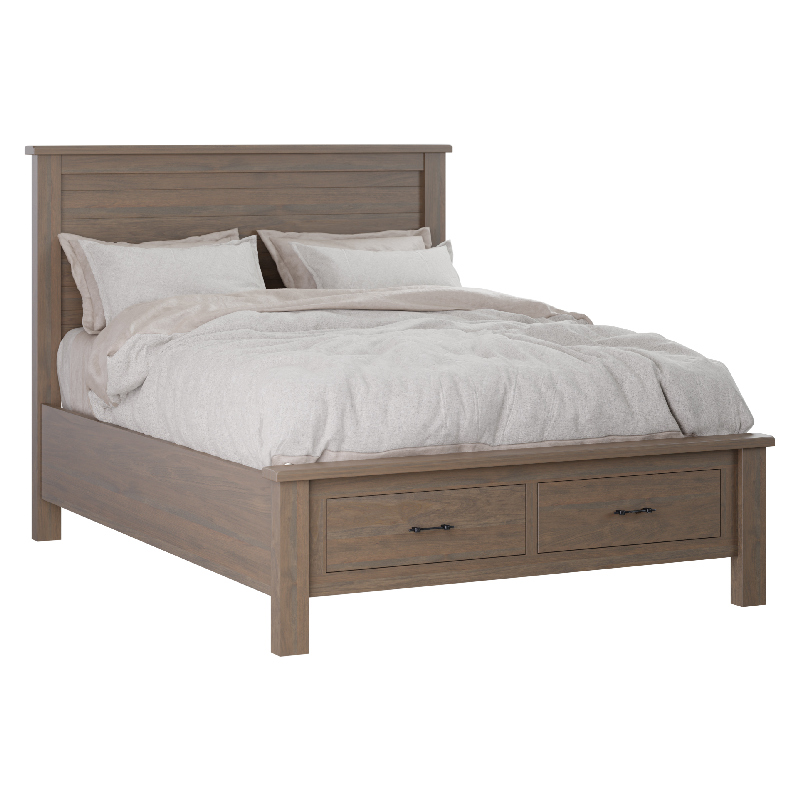 Queen Bed Drawer Front Sap Cherry Driftwood Dark Handles 7701 Troyer Ridge