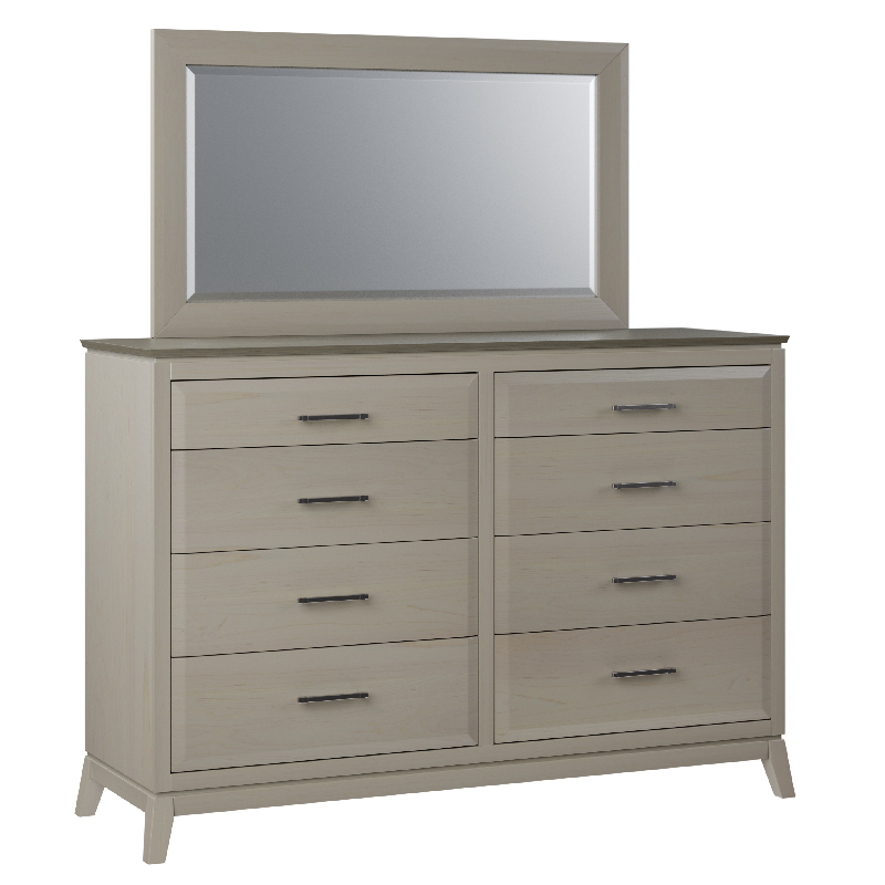 Dresser Brown Maple Simply White Morel Grey Top With Simply White Mirror 8602 Troyer Ridge
