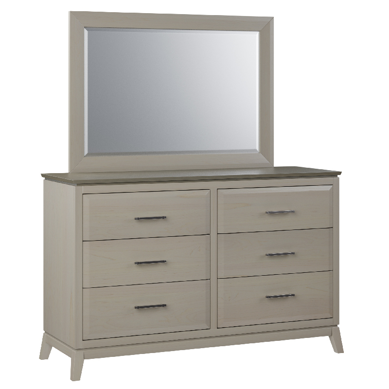 Dresser Brown Maple Simply White Morel Grey Top With Simply White Mirror 8603 Troyer Ridge